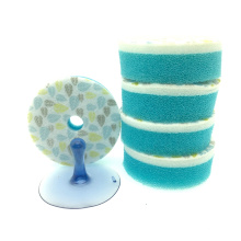 Kitchen Cleaning Round Sponge Scourer With Sucker